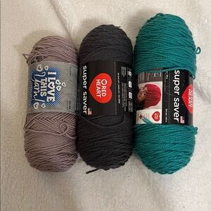 Red Heart and I Love This Yarn Skeins
